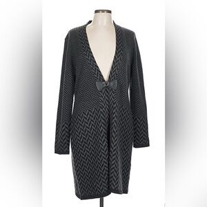 Soft Surroundings Black & Gray Chevron Long Cardigan